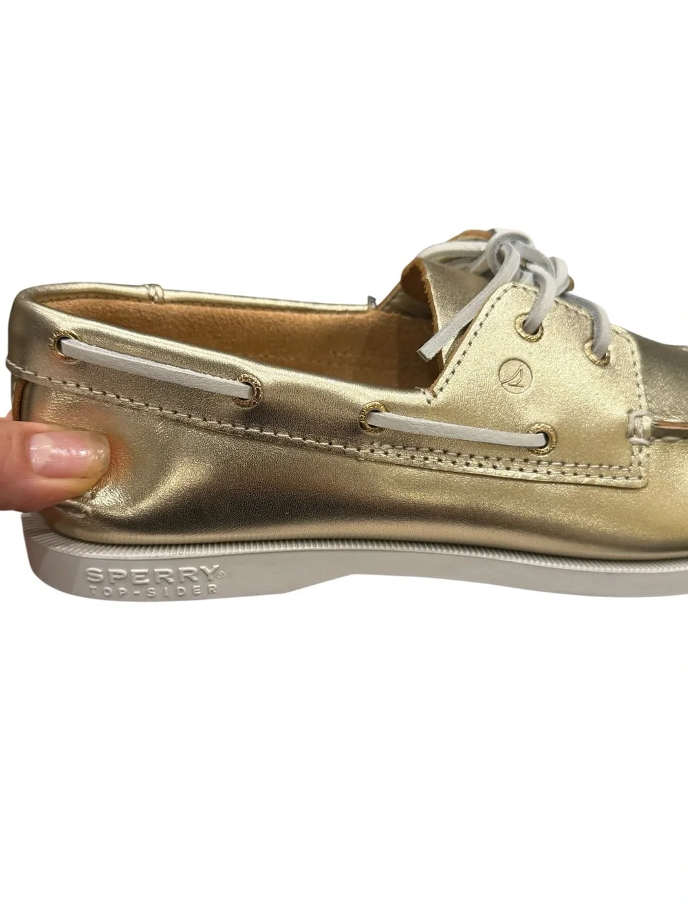 Sperry kids authentic Original metallic gold leather 2-eye boat shoe 6 NEW